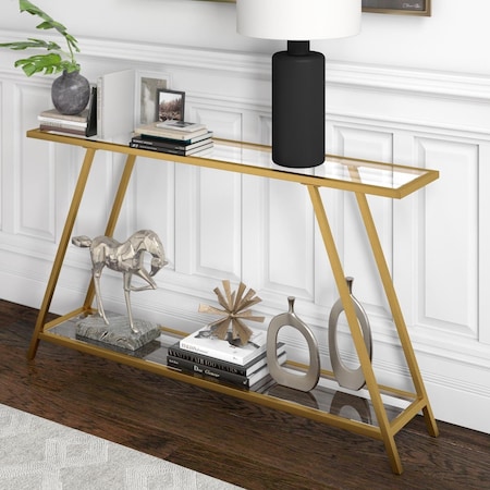 Henn & Hart Yair Brass Finish Console Table AT0993